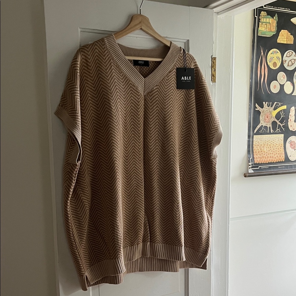 ABLE Chloe Sweater Vest in Herringbone, 3X, NWT